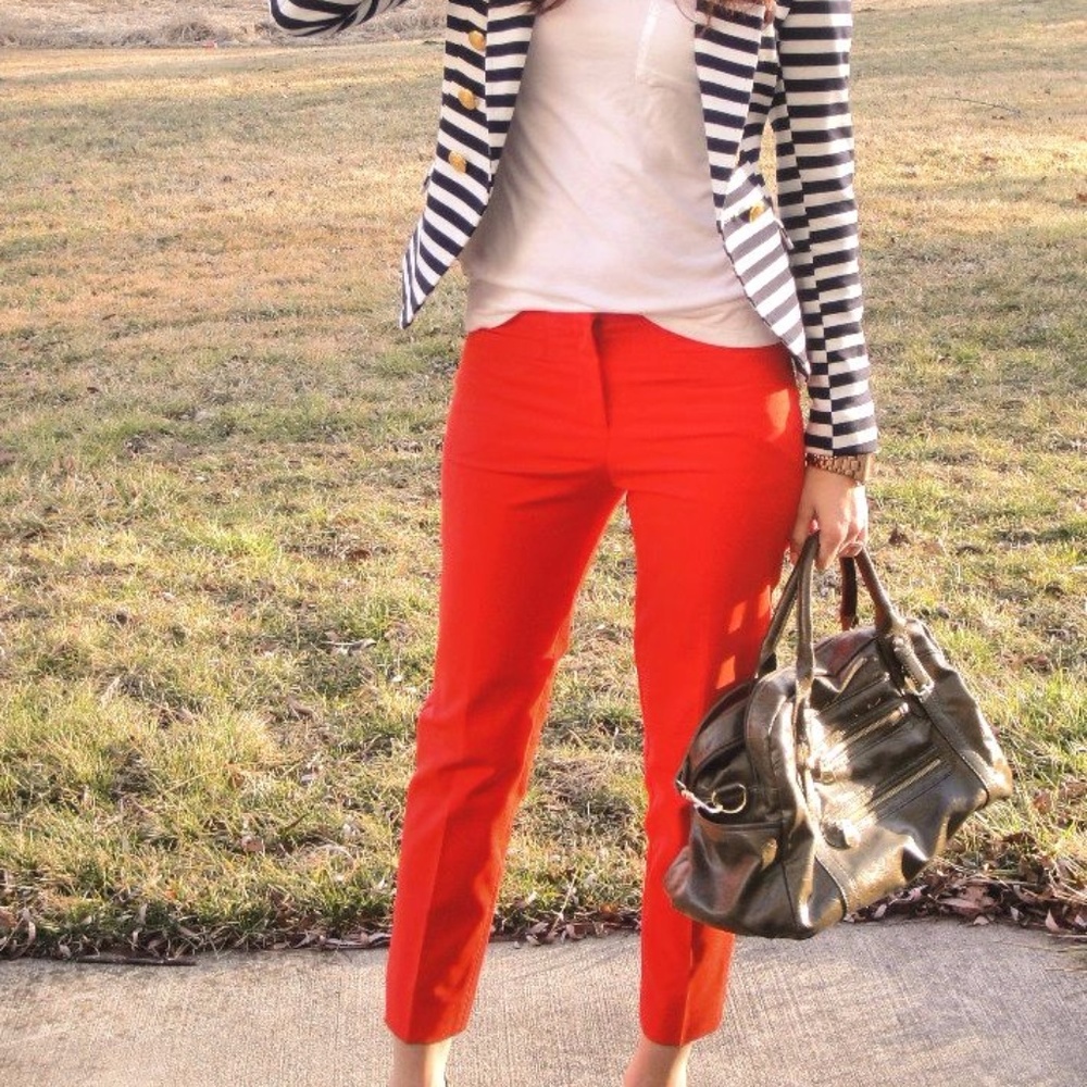 Per Se Orange Cropped W/Cuff Capri Pants
